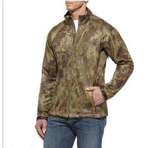 Ariat Mens Kryptek Mandrake Camo Softshell Fleece Jacket Size Small Brown Green